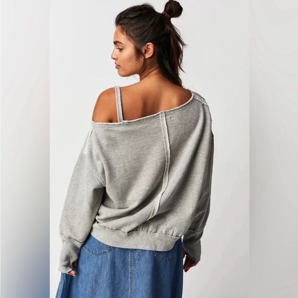 Free People On The Edge Pullover In Heather Gray - Picture 4 of 6